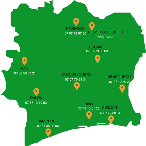 Les différents point de distribution en Côte d'Ivoire